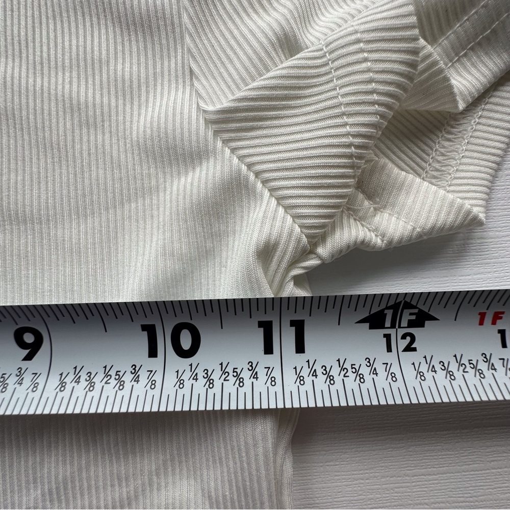 SHEIN ribbed white short‎ sleeve crop top w/ waist ties women’s XS - Picture 7 of 9